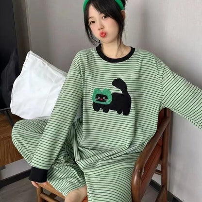 柔らかくて優しい印象 2種選択 着心地良い トップス+パンツセット パジャマE-10906