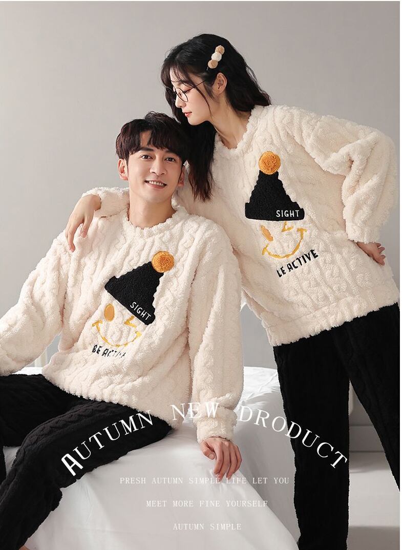 スタイルアップ効果抜群 3種選択 デザイン性抜群 サンゴフリース カップル パジャマ E-9770