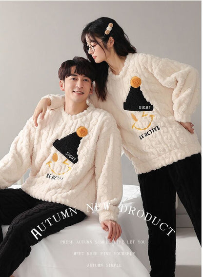 スタイルアップ効果抜群 3種選択 デザイン性抜群 サンゴフリース カップル パジャマ E-9770