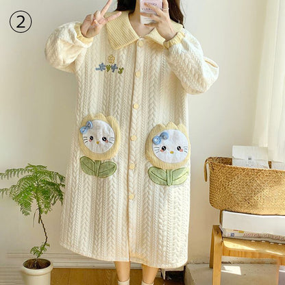 超人気 スウィート キュート 着心地良い 3 層の綿ラミネート ホームウェア パジャマE-9690