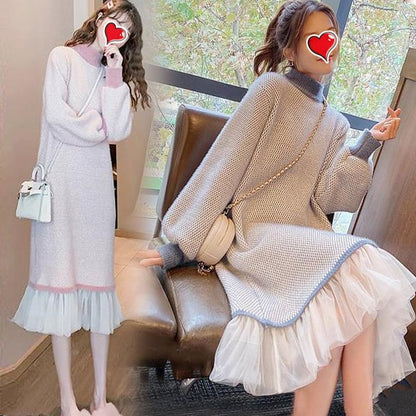 大人可愛いスウィートニットワンピース全2色E-4314