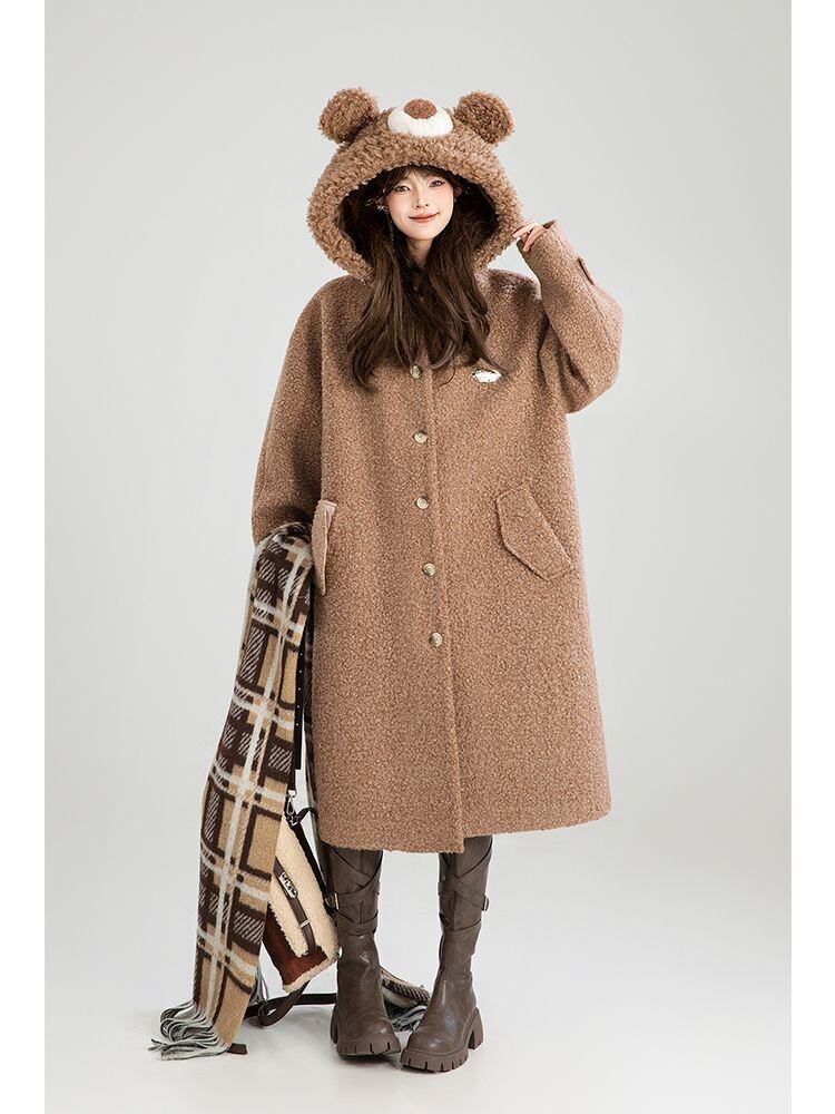 超人気 絶対流行 高級感溢れる 大人可愛い デザイン性抜群 ロングウールコートE-9948