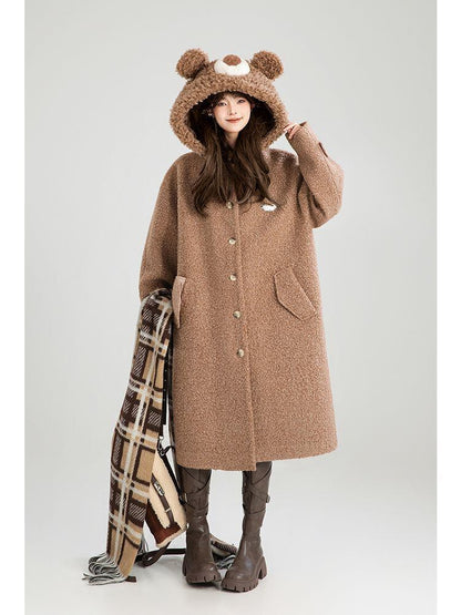 超人気 絶対流行 高級感溢れる 大人可愛い デザイン性抜群 ロングウールコートE-9948