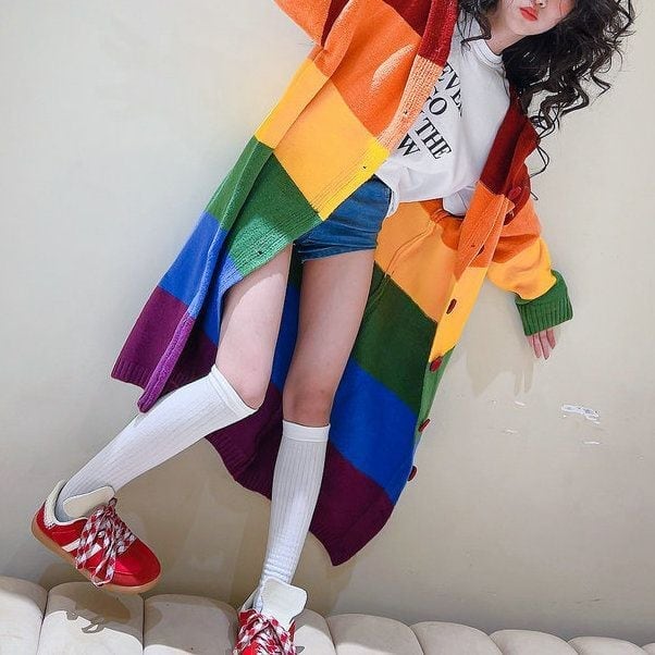 美人度アップ  長袖 切り替えカーディガンE-10145