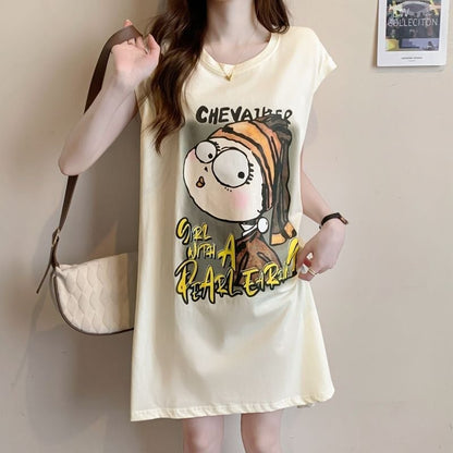 真夏も快適 着心地良い ファッション感満々 プリント全4色 ノースリーブ Tシャツ カットソーE-9161