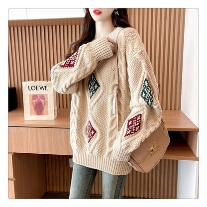 存在感抜群 おしゃれ度高め 柔らかくて優しい印象 ニットトップスE-9784