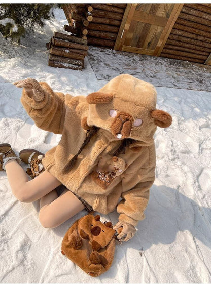 絶対欲しい 個性的なデザイン 大人可愛い 上質 ぬいぐるみのパーカートップス E-9889