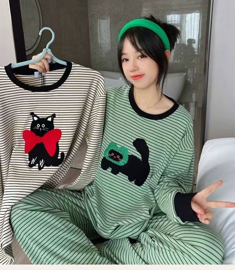 柔らかくて優しい印象 2種選択 着心地良い トップス+パンツセット パジャマE-10906