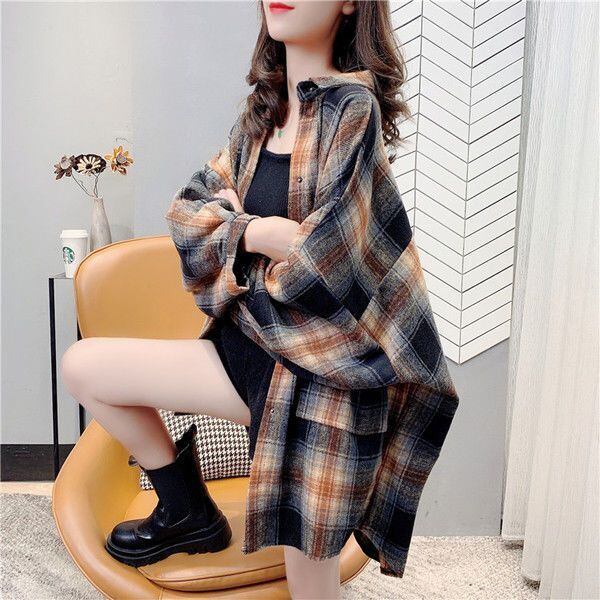 売り切れ必至 カジュアル 柔らかくて優しい印象 チェック柄 3色選択 シャツ E-9689