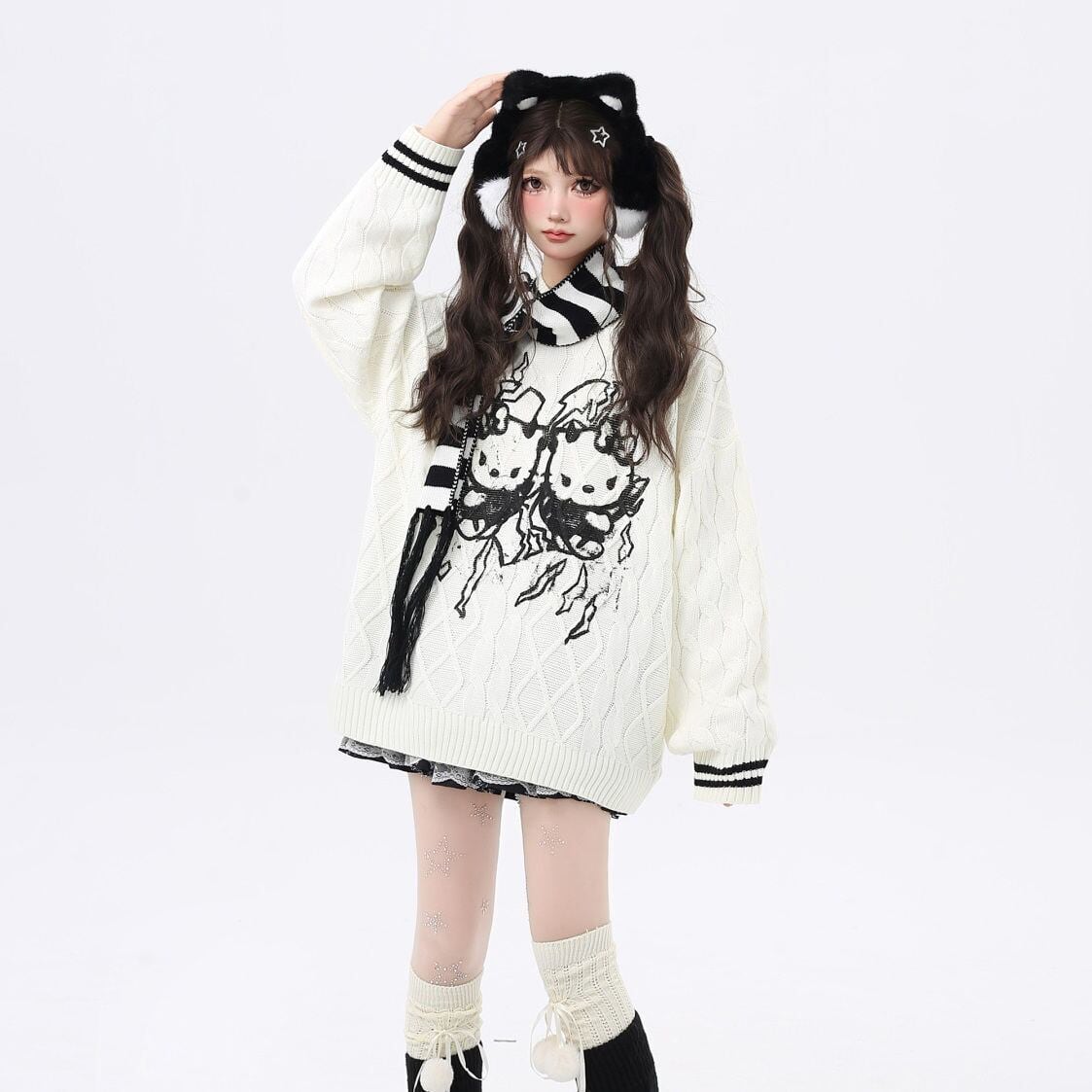 都市ファッショ デザイン オシャレ 目を奪われる 2色選択 ニットトップスE-9833