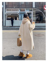 着回し力抜群 暖かい服,ゆったりとしたアウターウェア カジュアル フェイク ラムウール ロング コート E-9983