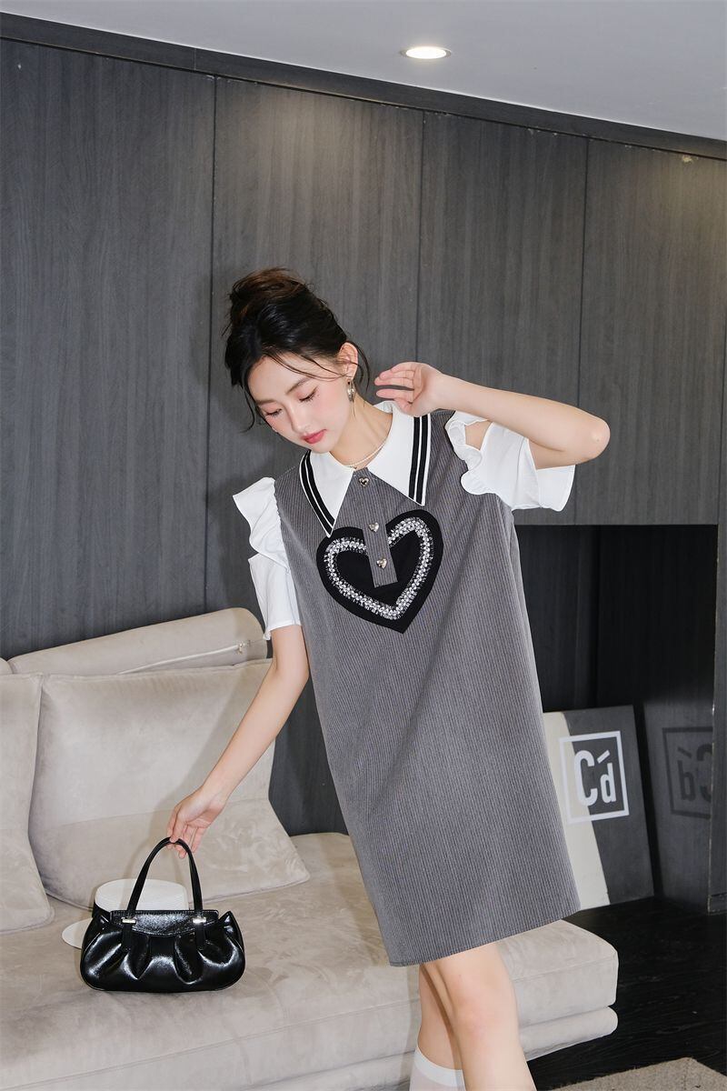話題沸騰中 知的 美人度アップ ファッション 切り替え ワンピースE-8890