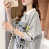 夏新作 POLOネック アルファベットプリント ロング Tシャツ ゆったりワンピース ＜ins-3038＞