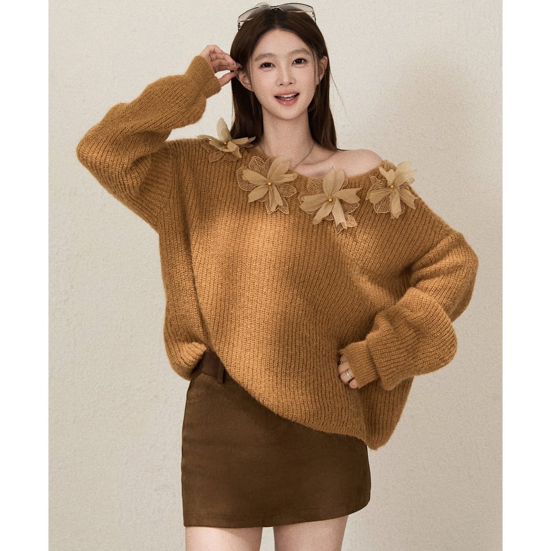 早い者勝ち 絶対欲しい 個性的なデザイン トレンドアイテム 2色選択 ニットセーター E-12191