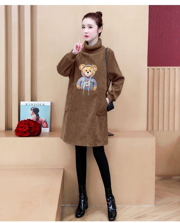 【裹起毛】質感のいい 4色デニム プラスベルベット長袖 ニット セーター E-10226