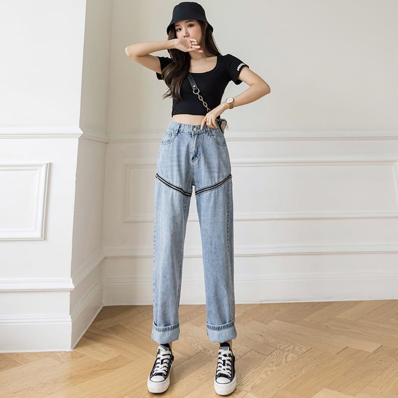 ゆったり感アップ ハイウエスト 一目惚れ パンツ ボトムスE-1990