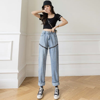 ゆったり感アップ ハイウエスト 一目惚れ パンツ ボトムスE-1990