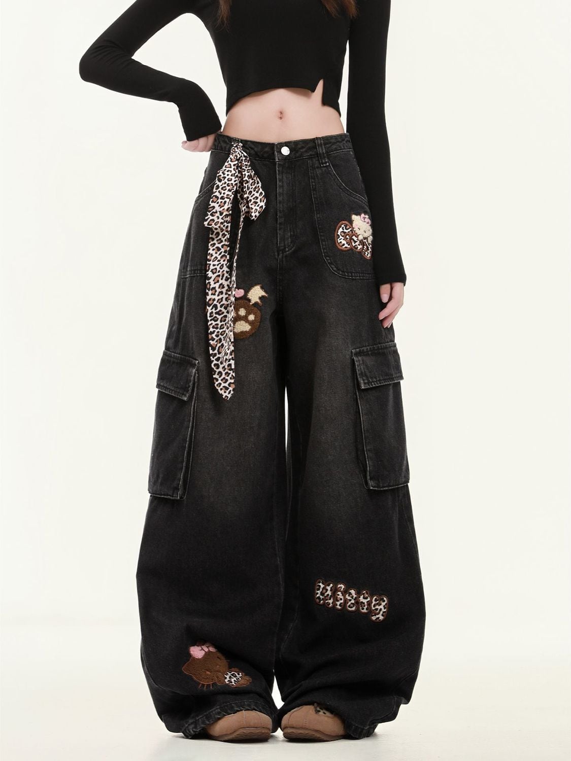 着回し力抜群 売り切れ必至 プラスベルベット 2色選択 デニム ワイドパンツE-12349