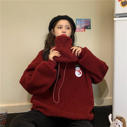 美人度アップ   ふわふわグラフィックロゴボアスウェットトップス全2色E-10116