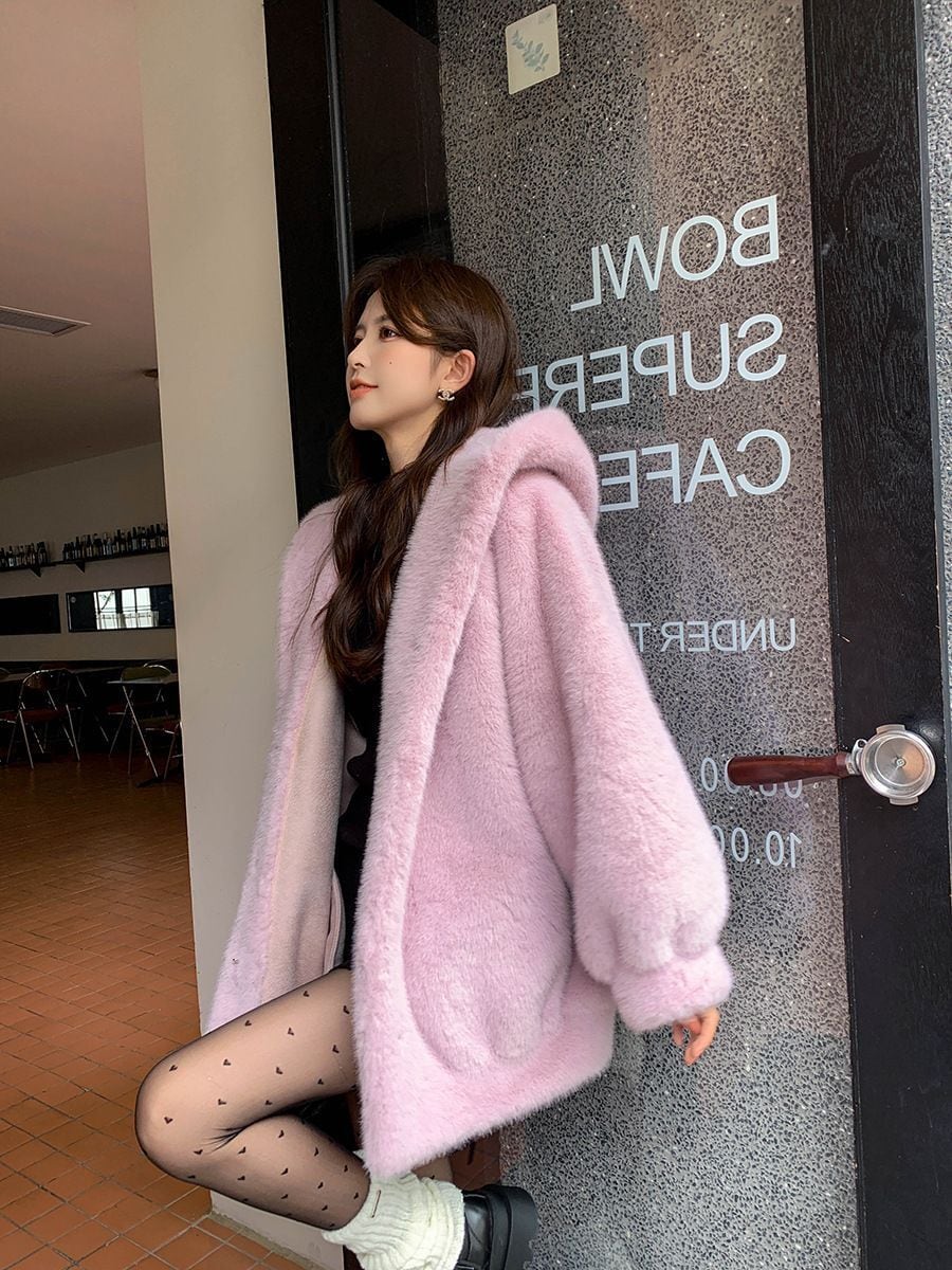 絶対欲しい 美人度アップもこもこボア厚手 5色 フェイクファーコートE-12383