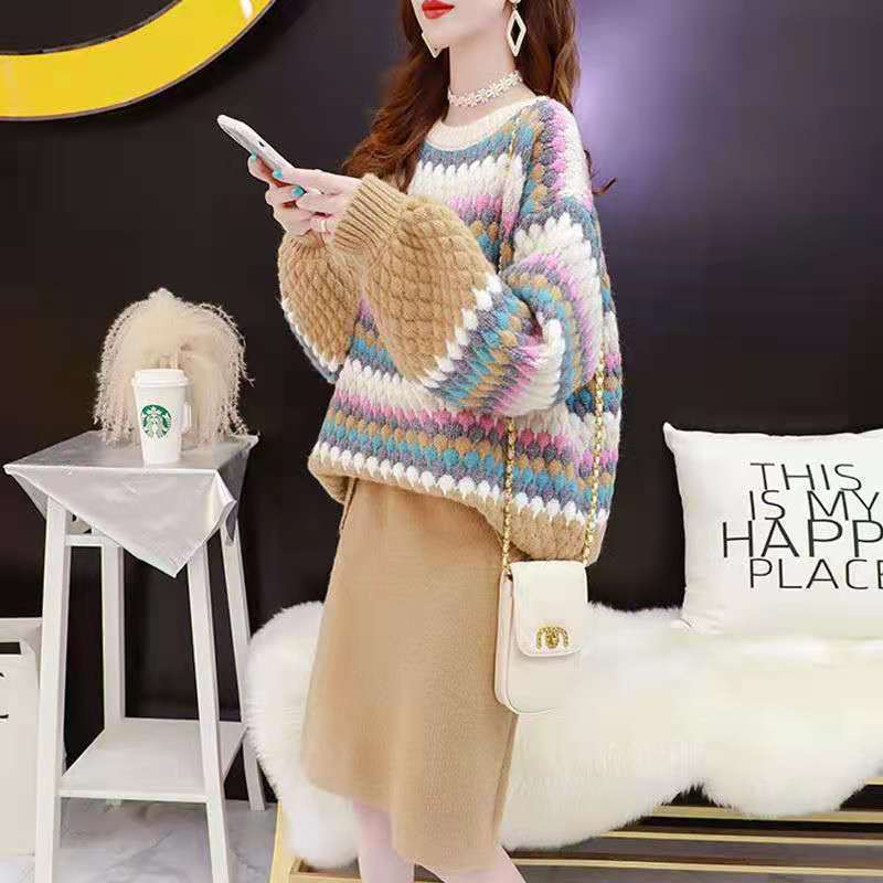 「上品な美しさ」女性らしい落ち着いたファッション  4色選択 ニットトップスE-10696