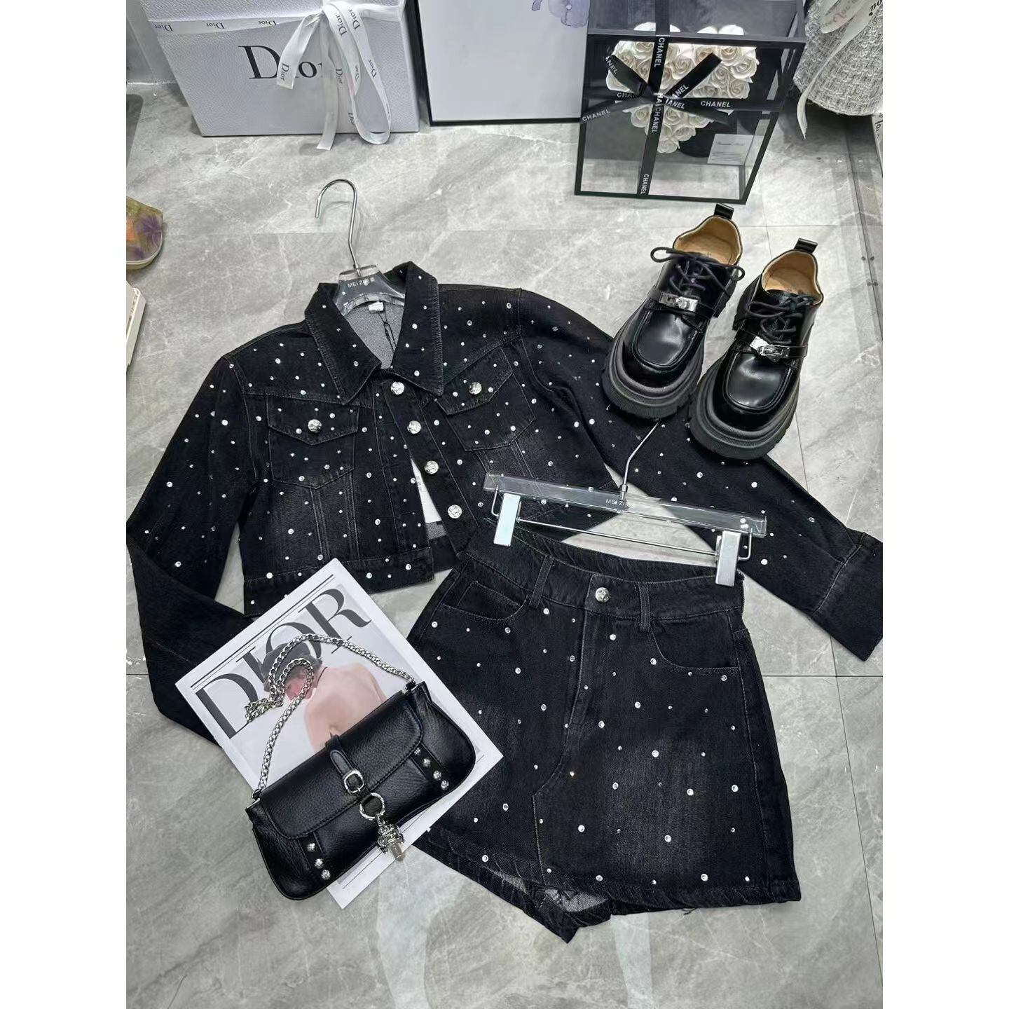 超人気 セット デニムジャケット＋ラップスカート E-6529