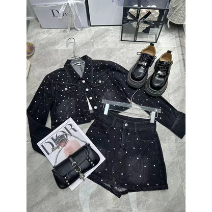 超人気 セット デニムジャケット＋ラップスカート E-6529