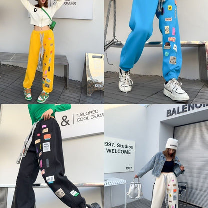 着?せロゴ裏起毛ジョガーパンツ4色あり   E-4449