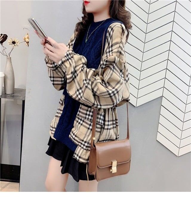 トップス ニット レディースチェック柄 3色 E-3835