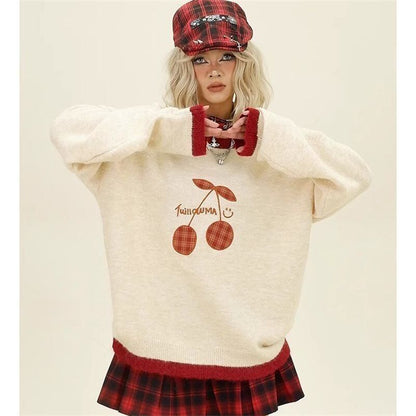 【裏起毛】存在感抜群 切り替え トレンドアイテムEweet系可愛い 2色選択 ニットトップスE-10702