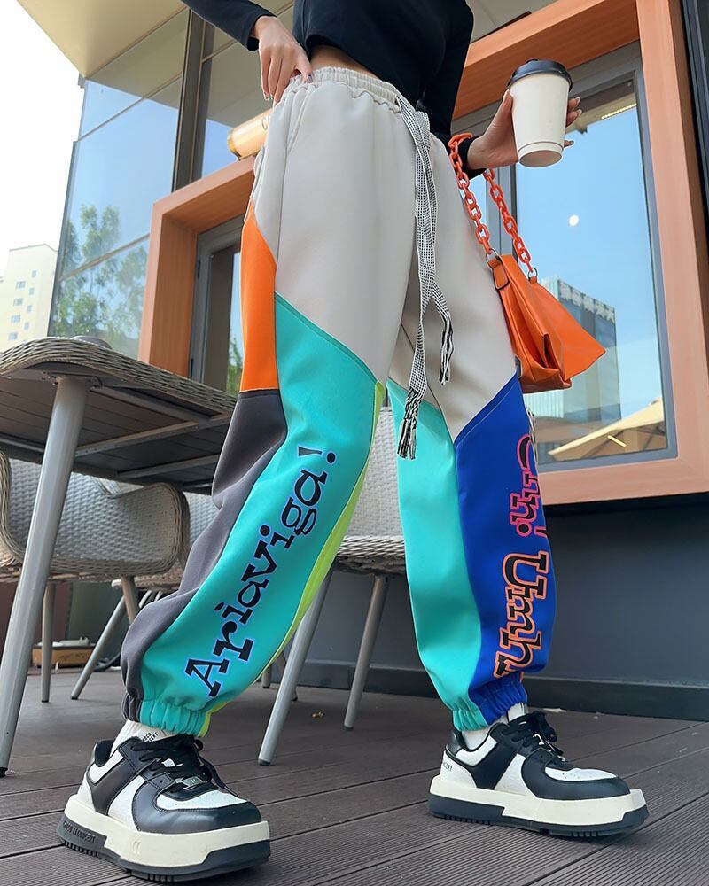 主役級切り替えカラフルパンツ全二色