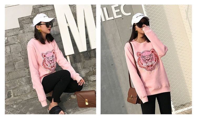 超人気商品トラ柄刺?ロゴスウェットトップス全3色E-4235