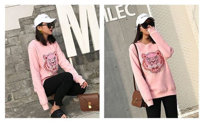 超人気商品トラ柄刺?ロゴスウェットトップス全3色E-4235