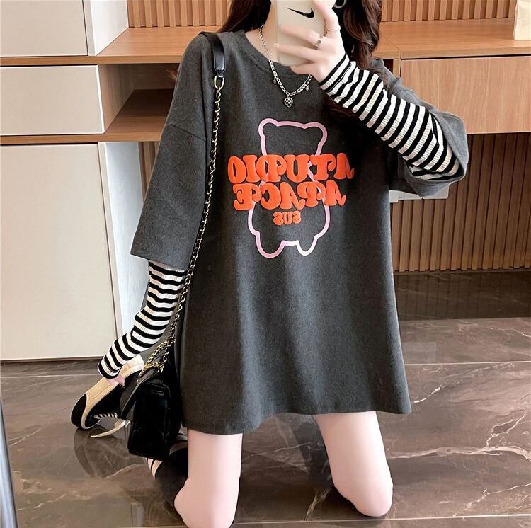 絶対流行 カジュアル アバンギャルド レイヤード風 プリント全3色 TシャツE-9587