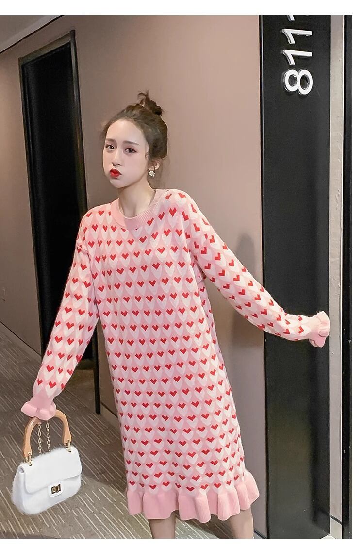 流行新作 美人度アップ 目を奪われる 2色選択可 ニットワンピース E-9509