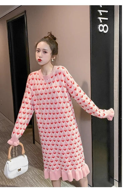 流行新作 美人度アップ 目を奪われる 2色選択可 ニットワンピース E-9509