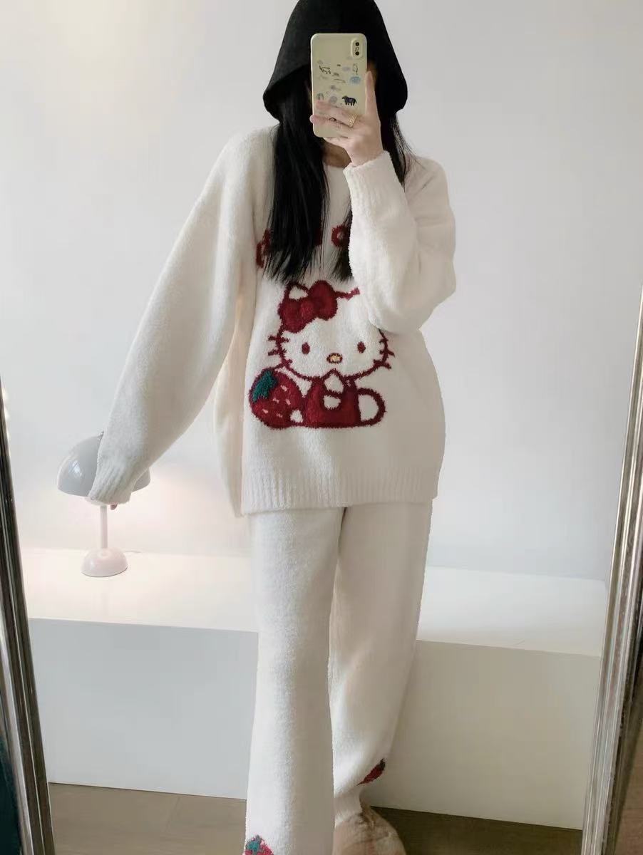 【人気急上昇中！】柔らかな肌触りで着心地も楽ちん！モコモコ パジャマ ルームウェア 上下セットE-10159