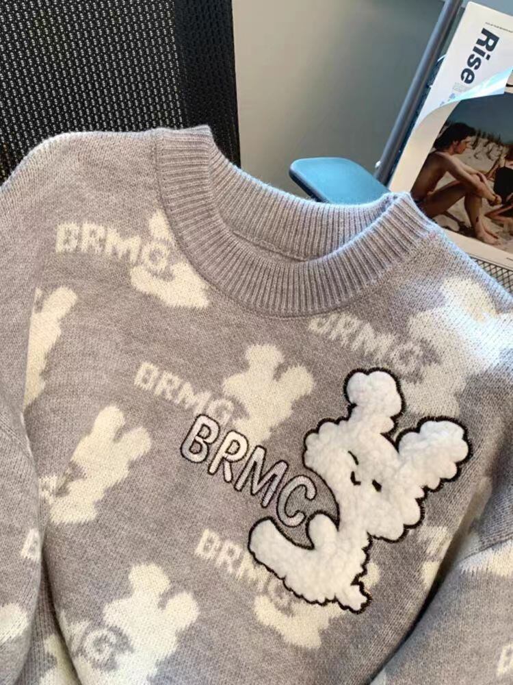 個性的なデザイン トレンドアイテム 2色選択 ニットセーター E-12187