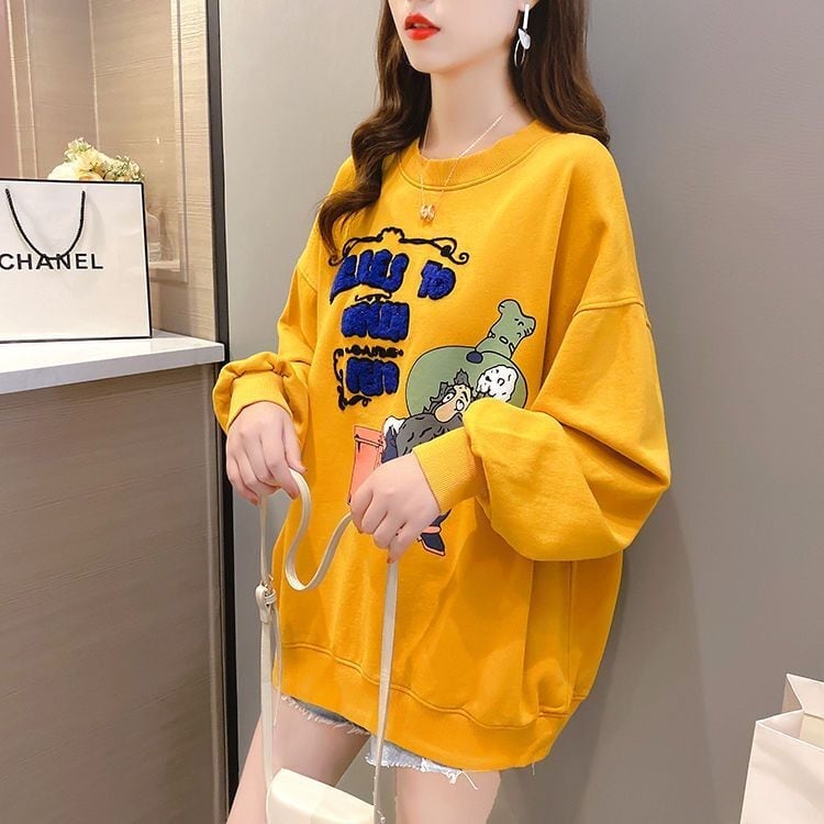 定番シンプル プリント カジュアル 4色選択 スウェットE-10931