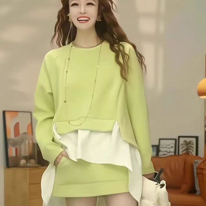 都市ファッショ デザイン オシャレ 切り替え 2色選択 セットアップE-10473