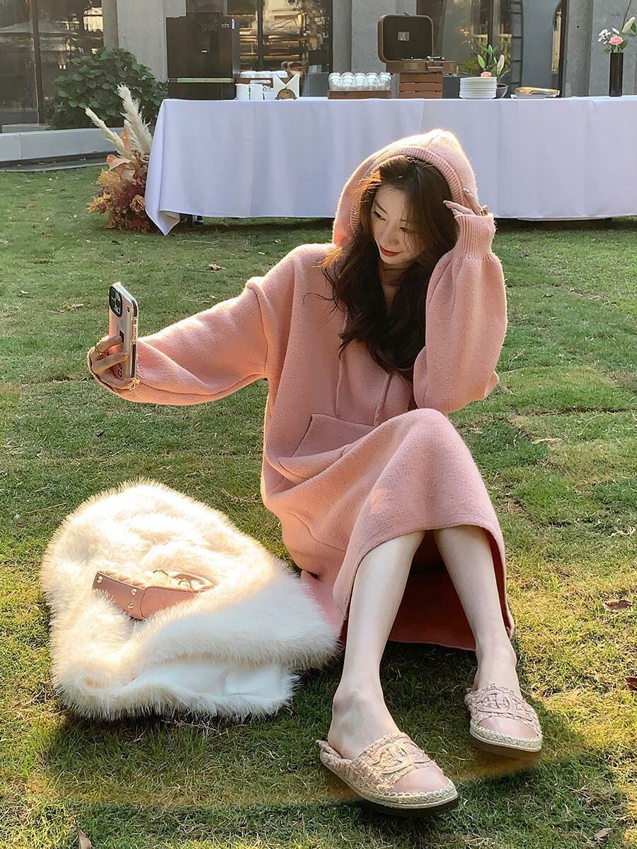 美人度アップ 4色 プラスベルベット 長袖 ニット セーター E-10217