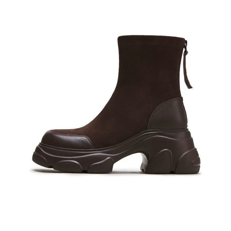 太ヒール スクエアトゥ 美感いっぱい ベルベット ローファー 革靴 2色選択可 シューズE-10386