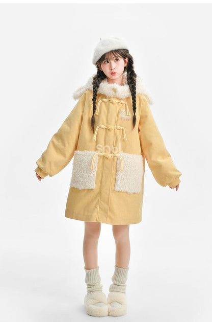 話題沸騰中 スウィート 主役級の存在感！大人可愛い 切り替え ミドル丈のコットンコート E-9846