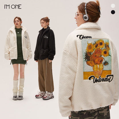 売り切れ必至  立体フェイクバックパックデザイン 2色展開 ボアジャケットE-12714