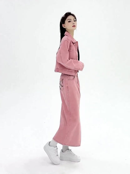 カジュアル 長袖 定番シンプル ジャケット＋スカート セットアップ E-10943