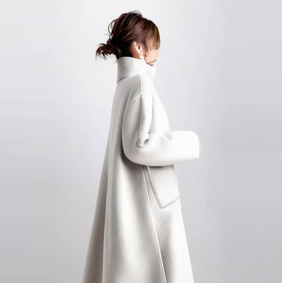 デザイン感抜群レイヤード風ゆったり全2色ケープコートE-12217