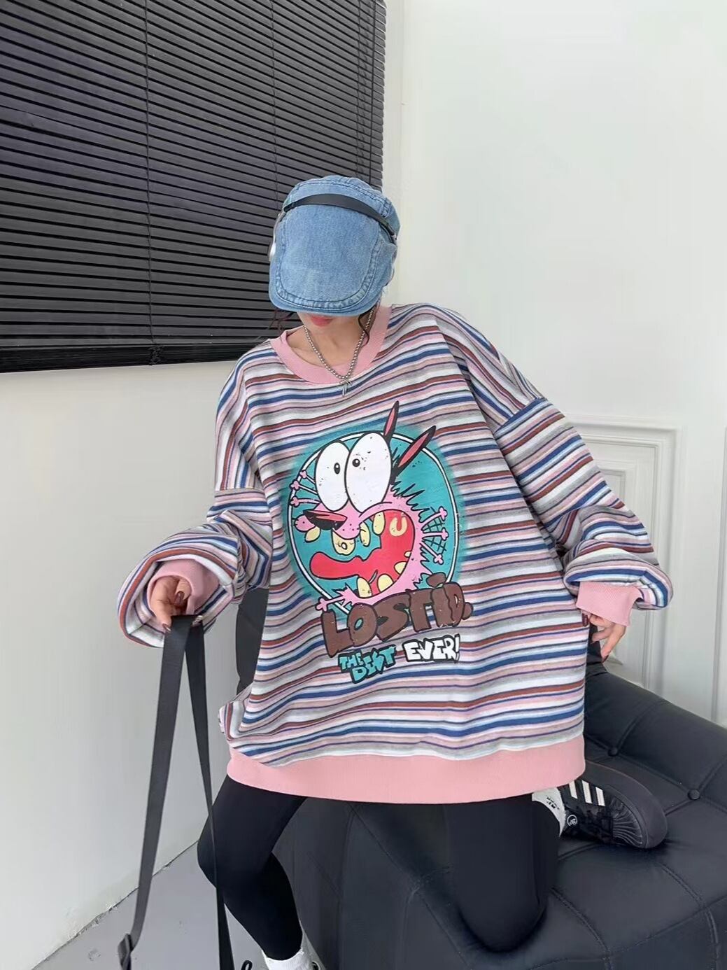 【裹起毛】オシャレデザイン  Eweet系可愛い スウェットE-10564