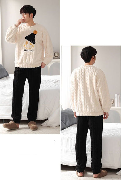 スタイルアップ効果抜群 3種選択 デザイン性抜群 サンゴフリース カップル パジャマ E-9770