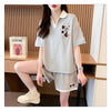 定番シンプル カジュアル  切り替え 半袖Ｔシャツⅹパンツセット全3色 <ins-8267>