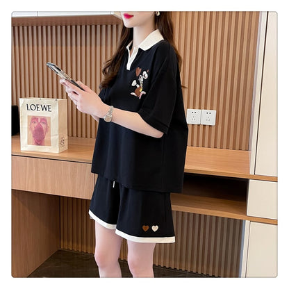 定番シンプル カジュアル  切り替え 半袖Ｔシャツⅹパンツセット全3色 <ins-8267>